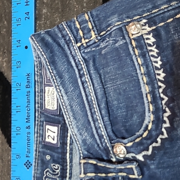 MISS ME EMBROIDERED RHINESTONES EASY BERMUDA DENIM JEAN SHORTS - Picture 6 of 14